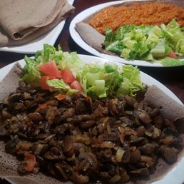 two plates of food on a table two plates of food on a table