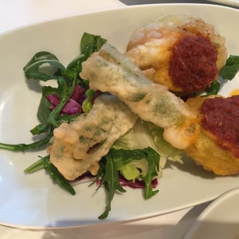 Lucio - Courgette flower stuffed with peas and goat cheese! - Italian Near Me - London, XGL Lucio - Courgette flower stuffed with peas and goat cheese! - Italian Near Me - London, XGL