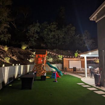 JG Lawns Turf - Turf at night with uplighting - Landscaping Near Me - El Cajon, California