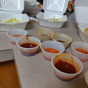 Jacky Chan Sushi - These are BRAND NEW SAUCES that came with our 6 person order. They are 1/4 full and definitely not enough to coat the sweet and sour chicken - Sushi Bars Near Me - Wichita, Kansas Jacky Chan Sushi - These are BRAND NEW SAUCES that came with our 6 person order. They are 1/4 full and definitely not enough to coat the sweet and sour chicken - Sushi Bars Near Me - Wichita, Kansas