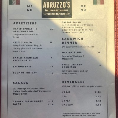 Menu photo 6 Abruzzo's Dallas, TX