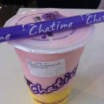 Chatime - Dundas - Strawberry Pudding Au Lait (Regular) - Coffee & Tea Near Me - Toronto, Ontario