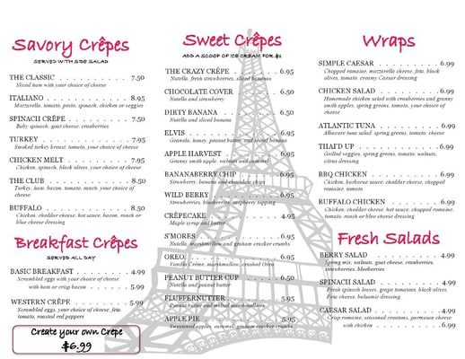 Menu photo 2 Crazy Crepe Cafe Selden, NY