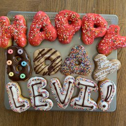 a plate of doughnuts
