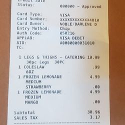 Stony Island Drive Thru - My receipt