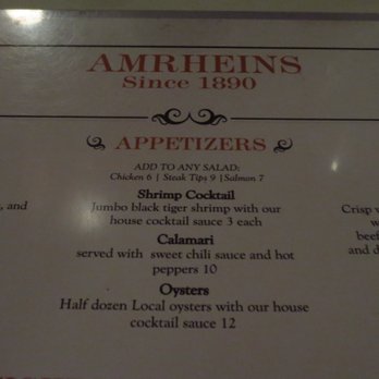 Amrheins - Apps portion of the menu - New American Near Me - Boston, Massachusetts Amrheins - Apps portion of the menu - New American Near Me - Boston, Massachusetts