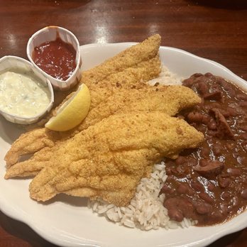 Pappadeaux Seafood Kitchen - Catfish Fillets with Red Beans and Rice - Seafood Near Me - San Antonio, Texas