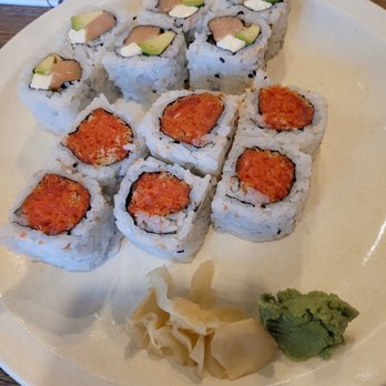 Mori Sushi - Philadelphia roll (top), spicy tuna (bottom) - Sushi Bars Near Me - Indianapolis, Indiana