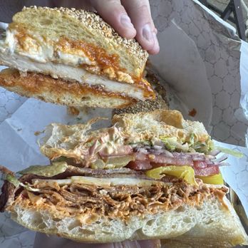 Polpetti - A kickin chicken on a sesame see hun and The Pesci on focaccia - Sandwiches Near Me - Richmond, Virginia Polpetti - A kickin chicken on a sesame see hun and The Pesci on focaccia - Sandwiches Near Me - Richmond, Virginia