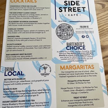 Side Street Cafe - Drinks menu - American Near Me - Bar Harbor, Maine