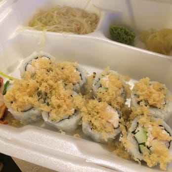 Jazz Sushi Bar - Crunchy Shrimp Roll - delicious! Served with a noodle salad and squid garnish. - Sushi Bars Near Me - New Orleans, Louisiana