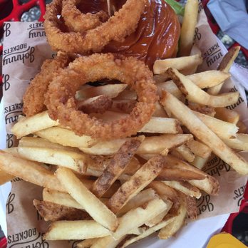 Johnny Rockets - Cheeseburger single meat patty and onion rings/fries - Burgers Near Me - Jackson, New Jersey Johnny Rockets - Cheeseburger single meat patty and onion rings/fries - Burgers Near Me - Jackson, New Jersey