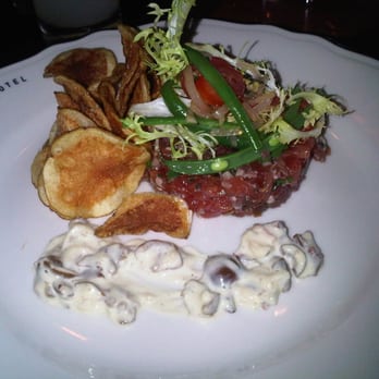 The Drake Hotel - Nicoise Tuna Tartare - taggiasca olive oil, shallots, anchovy, w/ cherry tomatos, green beans & potato chips - Hotels Near Me - Toronto, Ontario The Drake Hotel - Nicoise Tuna Tartare - taggiasca olive oil, shallots, anchovy, w/ cherry tomatos, green beans & potato chips - Hotels Near Me - Toronto, Ontario