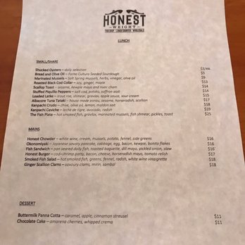 Honest Weight - Lunch menu - Seafood Near Me - Toronto, Ontario Honest Weight - Lunch menu - Seafood Near Me - Toronto, Ontario