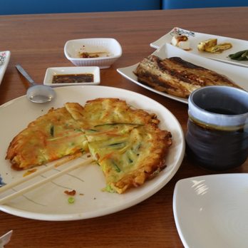 Haru - Broiled mackerel, vegetable pancake and banchan - Korean Near Me - Madison, Alabama Haru - Broiled mackerel, vegetable pancake and banchan - Korean Near Me - Madison, Alabama