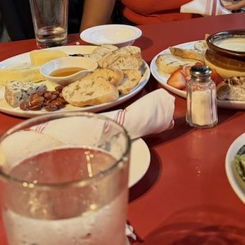 Bistro Vida - Left: Assiette de Fromages Right: Fondue aux Fromages - French Near Me - Menlo Park, California