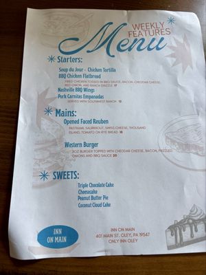 Menu photo 3 The Inn on Main Oley, PA Menu photo 3 The Inn on Main Oley, PA