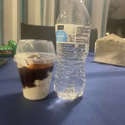 McDonald's - Water bottle compared to the hot fudge Sunday. The lid was completely empty.