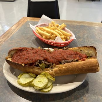 Pie's On Pizzeria - Steak Sandwich with extra sauce, extra onion, extra hot peppers, and toasted roll. - Pizza Near Me - Catasauqua, Pennsylvania Pie's On Pizzeria - Steak Sandwich with extra sauce, extra onion, extra hot peppers, and toasted roll. - Pizza Near Me - Catasauqua, Pennsylvania