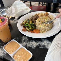 Kobi Hibachi and Sushi - Steak and H8- Steak & Chicken with Thai tea