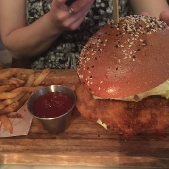 Meat & Potatoes - Hot Chicken Sandwich--it's so huge, prepare to be a hot mess while eating it! - New American Near Me - Pittsburgh, Pennsylvania Meat & Potatoes - Hot Chicken Sandwich--it's so huge, prepare to be a hot mess while eating it! - New American Near Me - Pittsburgh, Pennsylvania