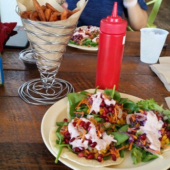 Green Tomato Grill - Vegan butternut squash tacos and sweet potato fries were yummy and filling! - New American Near Me - Brea, California Green Tomato Grill - Vegan butternut squash tacos and sweet potato fries were yummy and filling! - New American Near Me - Brea, California