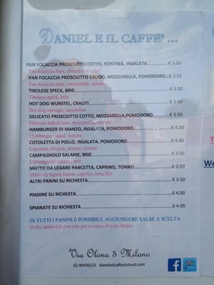 Menu photo 2 Daniele Cafe Milan, MI Menu photo 2 Daniele Cafe Milan, MI