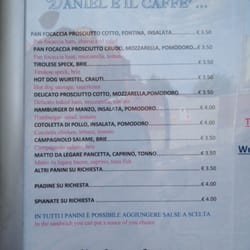 Daniele Cafe - Sandwich menu
