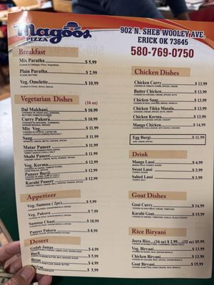 Menu photo 2 Magoos Pizza And Punjabi Dhaba Erick, OK