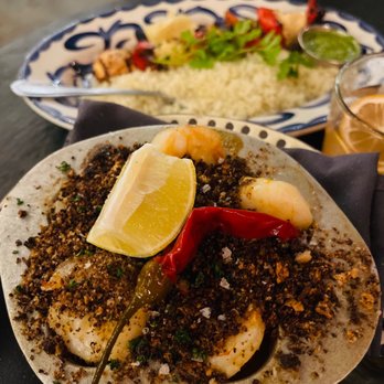 Aba - Black Garlic Shrimp Scampi* - Mediterranean Near Me - Austin, Texas Aba - Black Garlic Shrimp Scampi* - Mediterranean Near Me - Austin, Texas