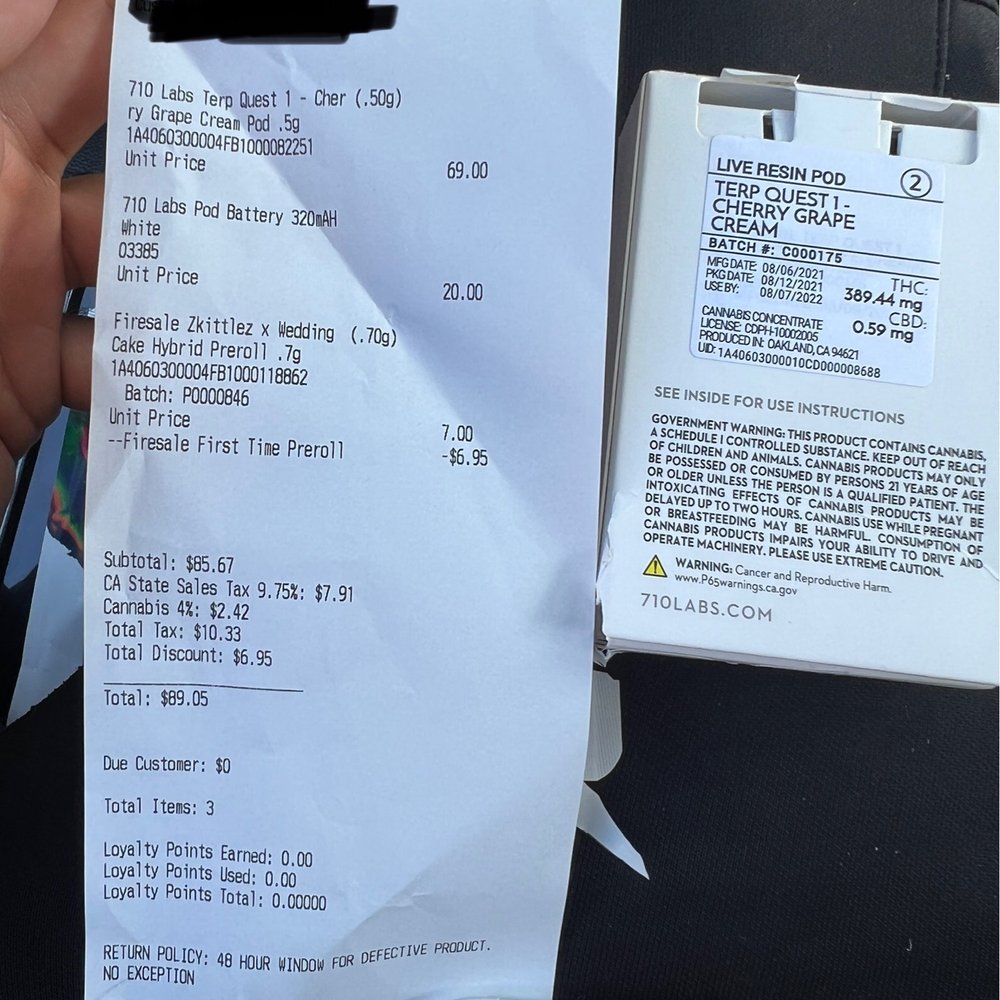 FLOR - Got Bamboozled Tough - Check the dates product expires in 3 days and I went with the most expensive choice they had. Terrible experience. - Cannabis Dispensaries Near Me - Union City, California