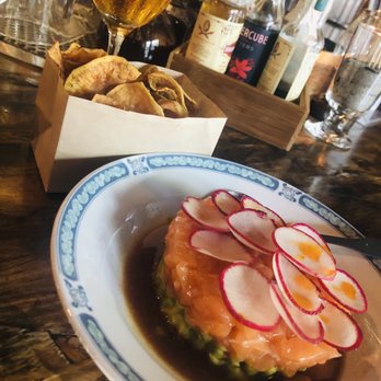 Paper Plane - Salmon and Avocado Tartare. - Cocktail Bars Near Me - San Jose, California Paper Plane - Salmon and Avocado Tartare. - Cocktail Bars Near Me - San Jose, California