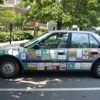 Thurber House - tour guide's car papered with funny papers - Museums Near Me - Columbus, Ohio