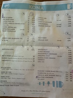 Menu photo 8 Ola Brew Kailua-kona, HI Menu photo 8 Ola Brew Kailua-kona, HI
