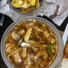 Hot and sour soup and crab Rangoons Hot and sour soup and crab Rangoons