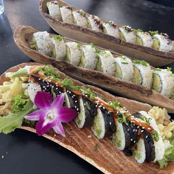 Vegan Castle - Top: avocado roll (spicy mayo not included) Middle: avocado cucumber roll (no sauce) Bottom: spider roll - Vegan Near Me - Long Beach, California Vegan Castle - Top: avocado roll (spicy mayo not included) Middle: avocado cucumber roll (no sauce) Bottom: spider roll - Vegan Near Me - Long Beach, California