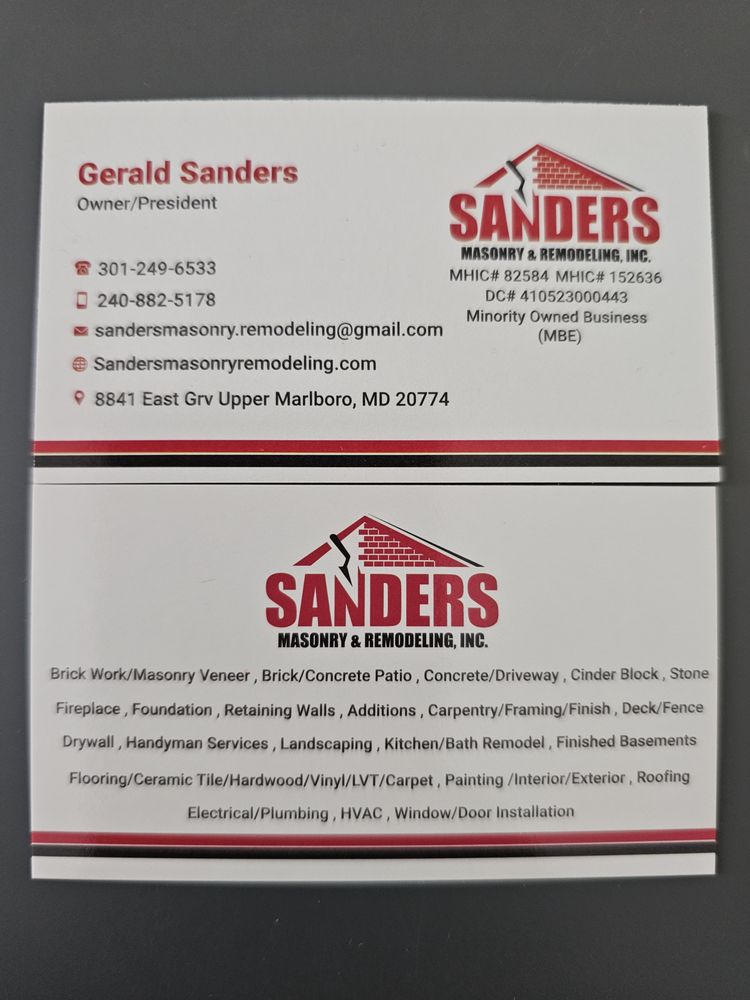 SANDERS MASONRY & REMODELING Updated April 2024 8841 E Grove, Upper