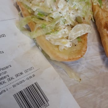Get Go Fuel Station - Pic of my sub ticket requesting lots of veggies and no condiments & next to it is what I got, a mayo laden sub w lettuce - Gas Stations Near Me - Broadview Heights, Ohio