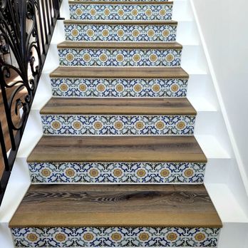 Oceanside Abbey Carpet & Floor - Hardwood stairs with tile risers - Flooring Near Me - Oceanside, California
