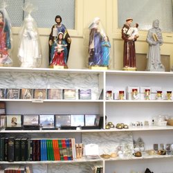 Audio books, Bibles, votive lights, holy water fonts, and outdoor statues...