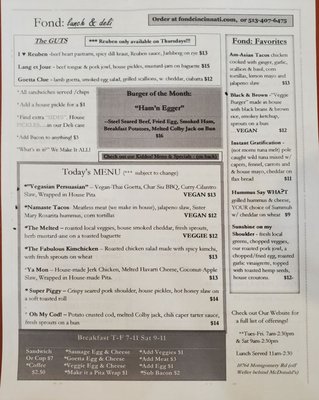 Menu photo 2 Fond: Lunch and Deli Montgomery, OH Menu photo 2 Fond: Lunch and Deli Montgomery, OH