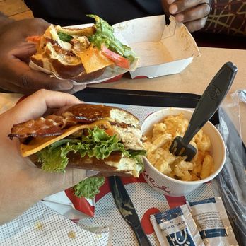 Chick-fil-A - Our meal was so good!!! Love the new Pretzel Cheddar Club Sandwich! - Fast Food Near Me - Corona, California