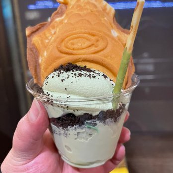 T-Town Cafe - Vanilla and green tea swirl with oreo crumbs and pocky - Desserts Near Me - Tacoma, Washington T-Town Cafe - Vanilla and green tea swirl with oreo crumbs and pocky - Desserts Near Me - Tacoma, Washington