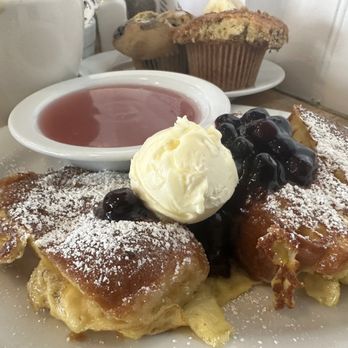 Jongewaard's Bake n Broil - Cheese pocket French toast with muffins in the back :) - American Near Me - Long Beach, California Jongewaard's Bake n Broil - Cheese pocket French toast with muffins in the back :) - American Near Me - Long Beach, California