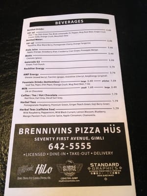 Menu photo 1 Brennivins Pizza Hus Gimli, MB