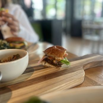 True Food Kitchen - Veggie Burger . Made with grilled portobello mushrooms - New American Near Me - Gaithersburg, Maryland True Food Kitchen - Veggie Burger . Made with grilled portobello mushrooms - New American Near Me - Gaithersburg, Maryland