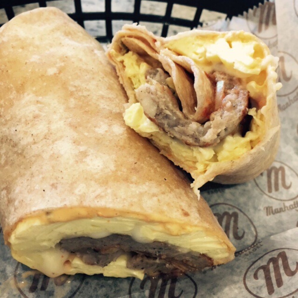 Manhattan Bagel - Ranchero wrap w/ sausage - Breakfast & Brunch Near Me - Englewood, New Jersey Manhattan Bagel - Ranchero wrap w/ sausage - Breakfast & Brunch Near Me - Englewood, New Jersey