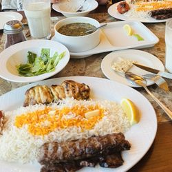 Caspian Bistro & Marketplace - Chicken, steak, ground beef kebabs, Persian dugh, soup, salad, bread, tea, bamieh, zoulbiah.