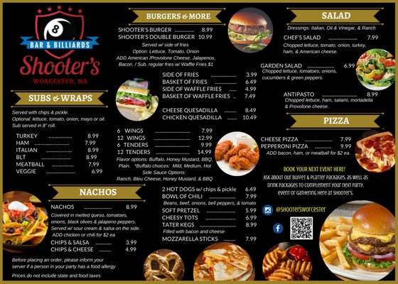 Menu photo 1 Shooter's Bar & Billiards Worcester, MA Menu photo 1 Shooter's Bar & Billiards Worcester, MA