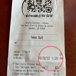 Noodle Express - 20 min for our food.